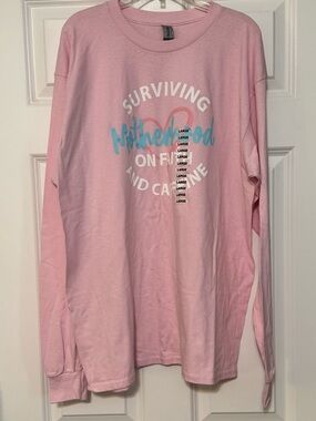 NWT Surviving Motherhood Graphic Print 100% Cotton Long Sleeve T- Shirt Large